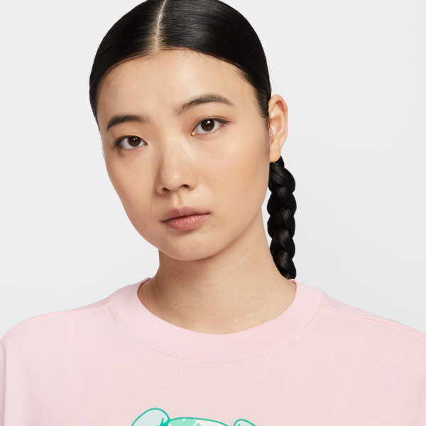 Nike T Shirts Women's Pink Crew Neck Moderate - View 3