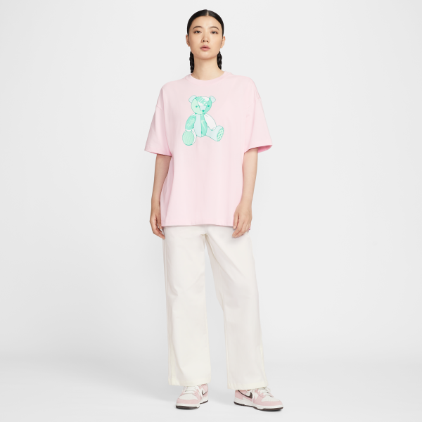 Nike T Shirts Women's Pink Crew Neck Moderate - View 6