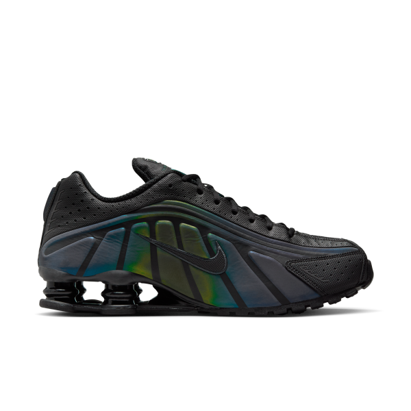 Nike Shox R4 Breathable Running Shoes Men's Black Green - View 3
