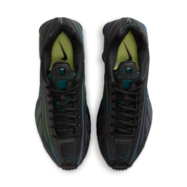 Nike Shox R4 Breathable Running Shoes Men's Black Green - View 4