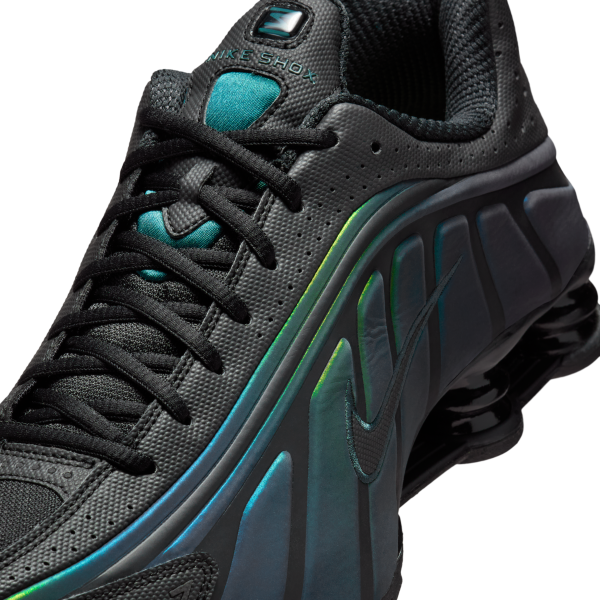 Nike Shox R4 Breathable Running Shoes Men's Black Green - View 7