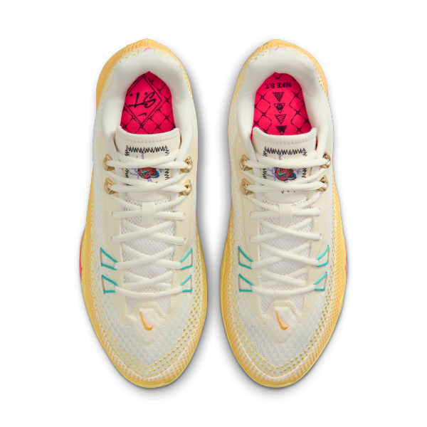 Nike S.T. Flare Basketball Shoes Unisex White Yellow - View 4