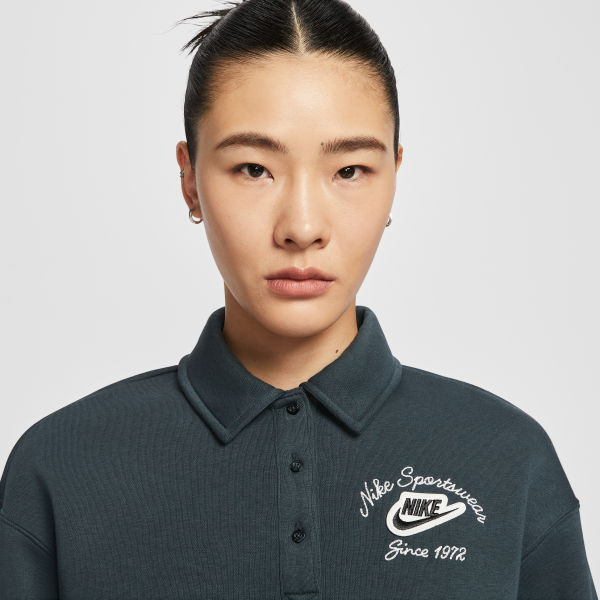 Nike Sweatshirts Women's Seaweed Polo Collar Moderate - View 3