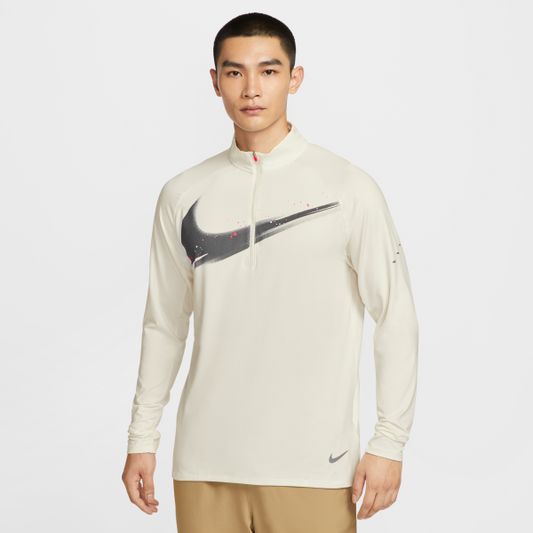 Nike Dri Fit T Shirts Men's Ecru Stand Collar Moderate Straight Fit - View 1