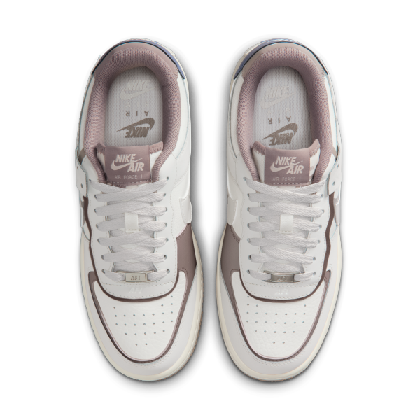 Nike AF1 Shadow Leather Cushioning Skateboard Shoes Women's Beige - View 4