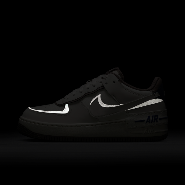 Nike AF1 Shadow Leather Cushioning Skateboard Shoes Women's Beige - View 9