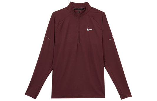 Nike Dri Fit T Shirts Men's Bright Burgundy Red Stand Collar Moderate