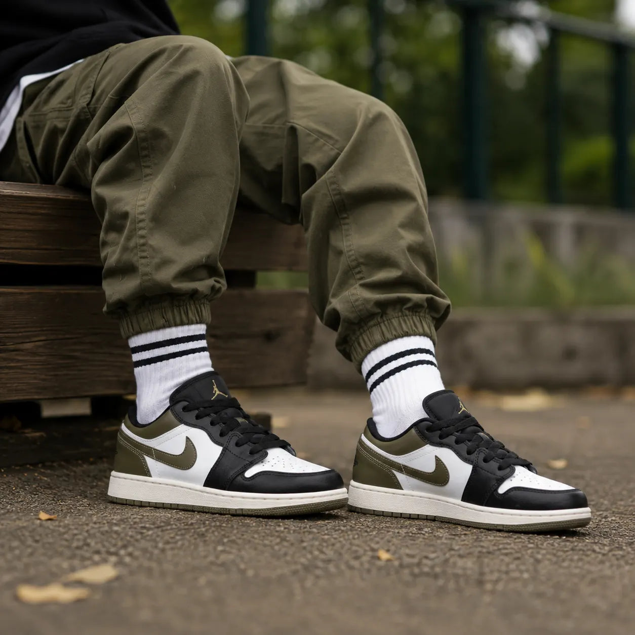 Jordan Air Jordan 1 Low top Basketball Shoes Black Green — Rescued #1