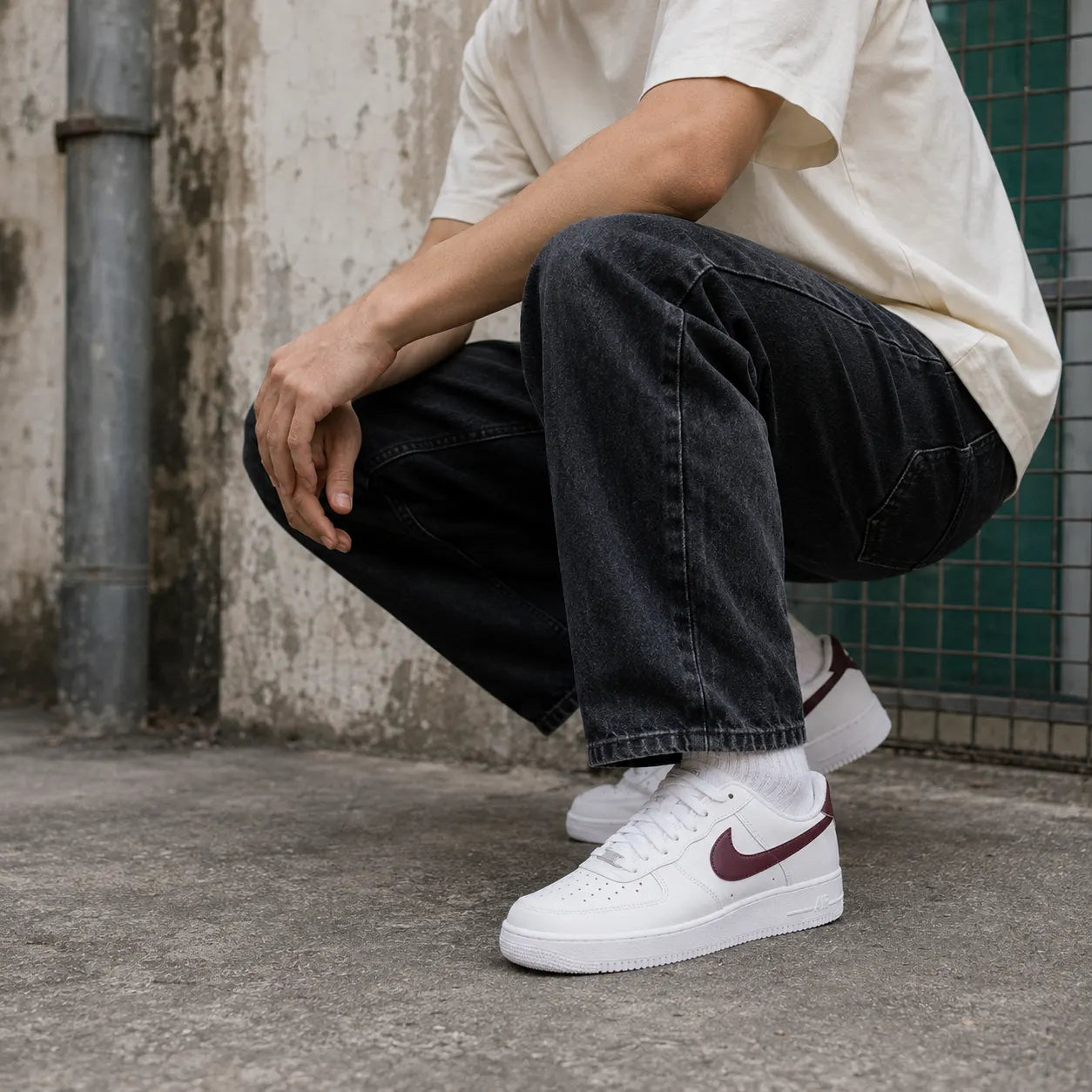 Nike Air Force 1 Low '07 White Burgundy Crush — Rescued #1