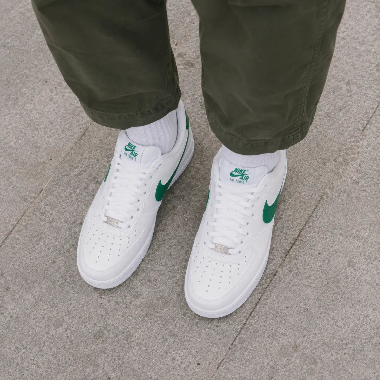 Nike Air Force 1 Slip Resistant Abrasion Resistant Low top Skateboard Shoes White Green — Rescued #1