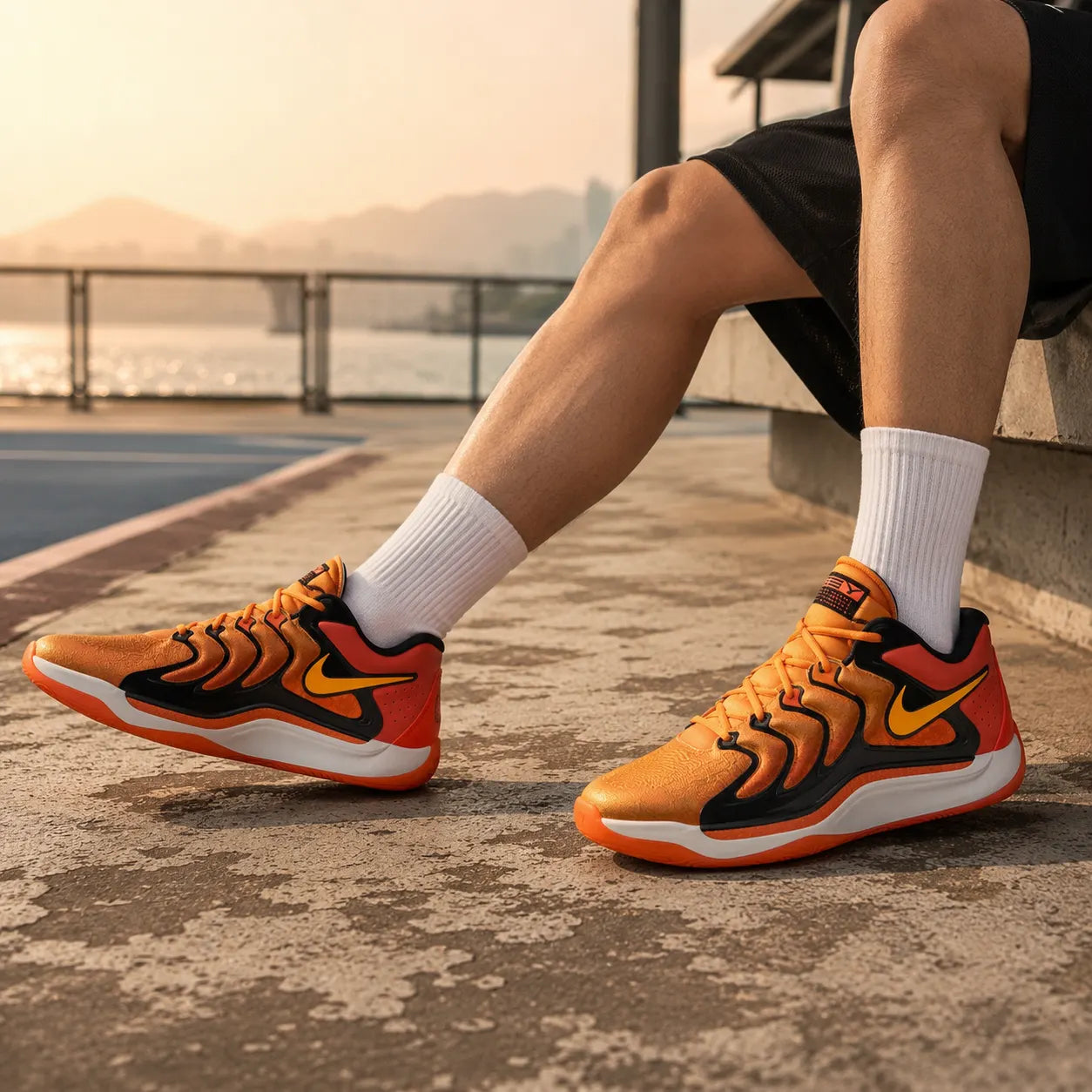 Nike KD 17 Slip Resistant Abrasion Resistant Low top Basketball Shoes Orange — Rescued #1