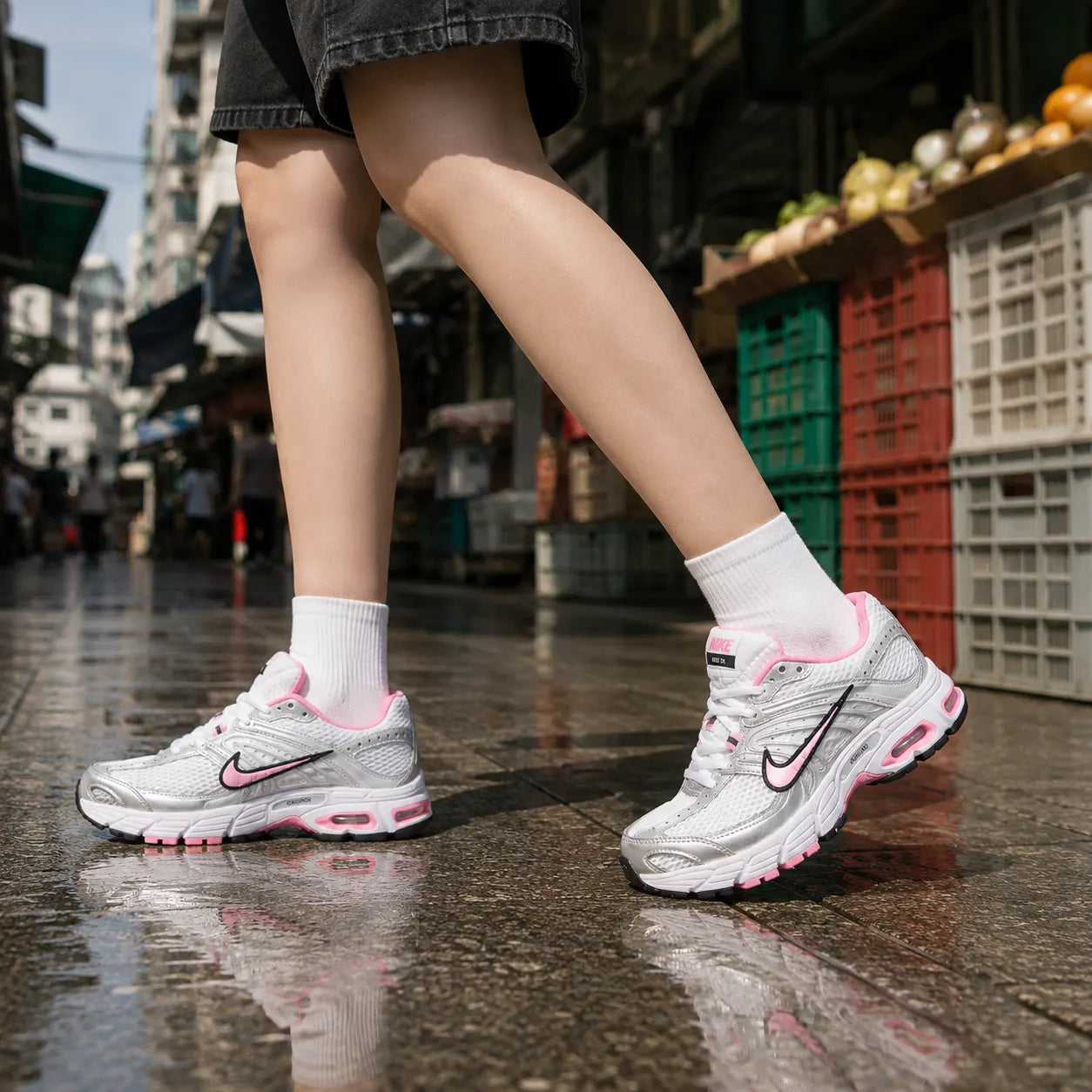 Nike Air Max Moto 2K Abrasion Resistant Low top Long Distance Running Sprint Running Shoes Silver Pink — Rescued #1