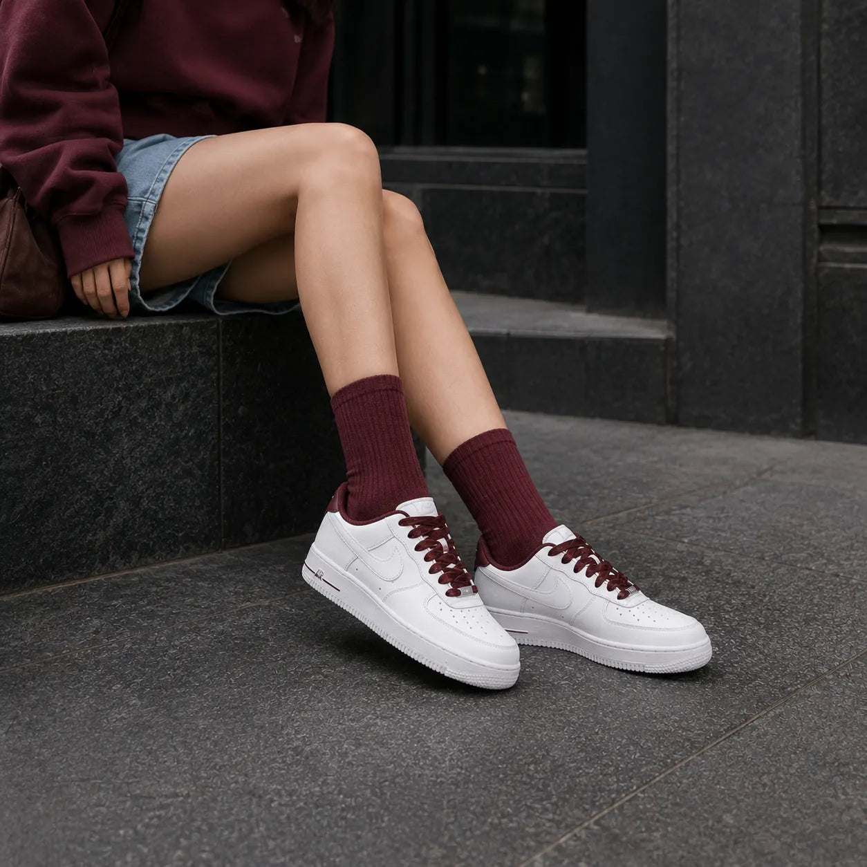 Nike Air Force 1 Leather Skateboard Shoes White Red — Rescued #1