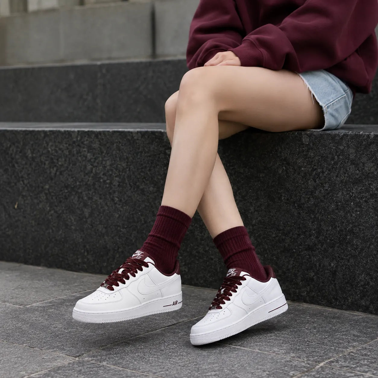 Nike Air Force 1 Leather Skateboard Shoes White Red — Rescued #1