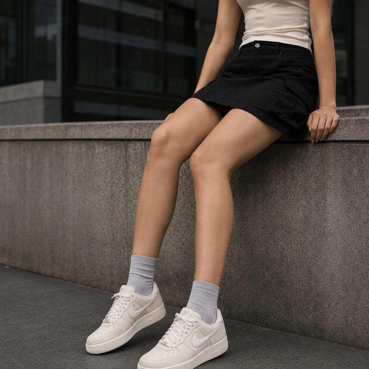 Nike Air Force 1 Leather Classic And Versatile Cushioning Low top Skateboard Shoes Light Bone — Rescued #1
