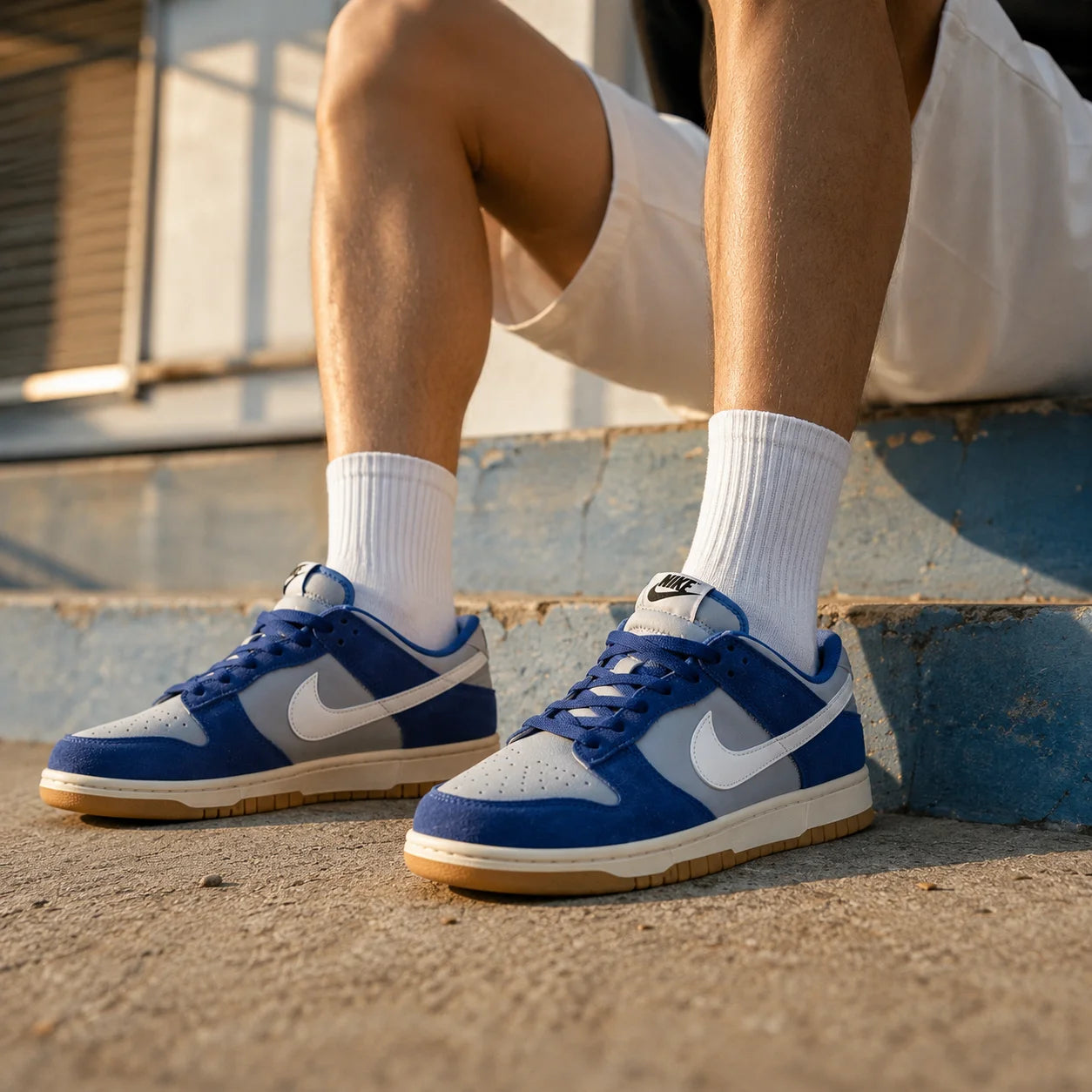 Nike Dunk Cushioning Low top Skateboard Shoes Blue White — Rescued #1