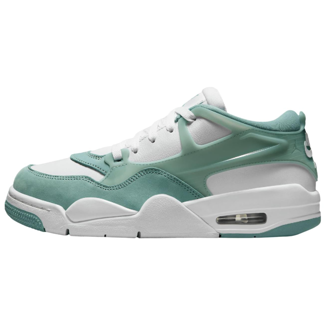 Jordan Air Jordan 4 Slip Resistant Abrasion Resistant Low top Vintage Basketball Shoes White Green