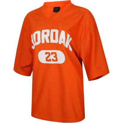 Jordan Mesh T Shirts Women's Orange V neck Moderate